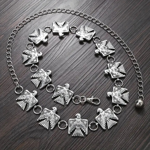 THUNDERBIRD CONCHO WESTERN SILVER BELT ADJUSTABLE BUCKLE MENS WOMENS NWT 49INCH - Picture 1 of 5